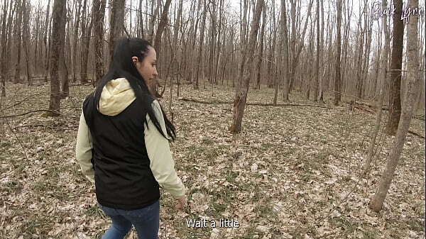 walk snowdrops turned into juicy blowjob middle forest