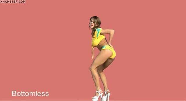 Shaved sporty girl bottomless striptease