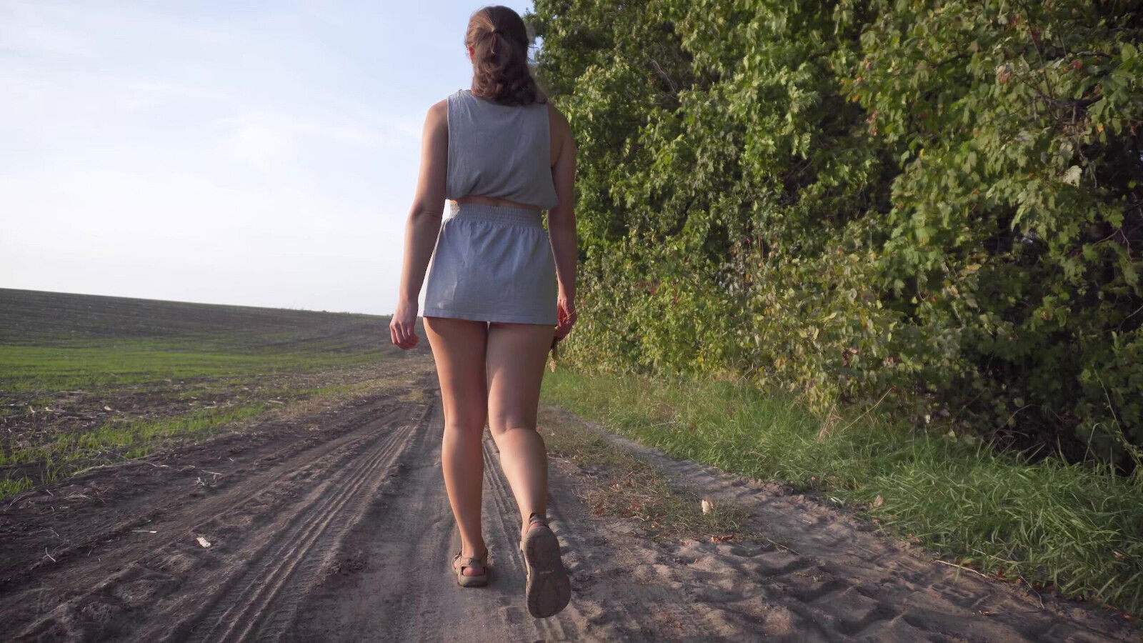 Walking Outdoors Flashing Under Skirt