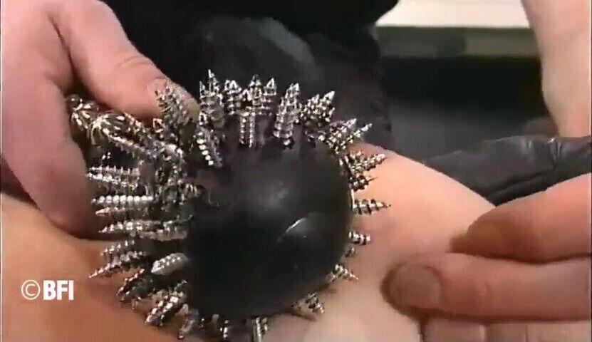 Tied blindfolded slave gets whipped toyed