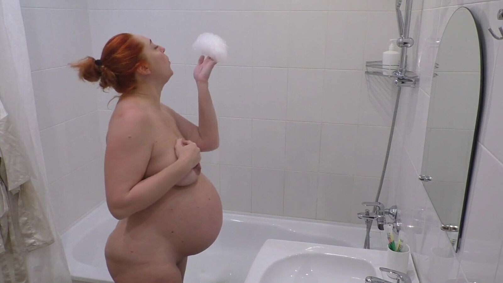 Caught Video, Pregnant Step Goes Wild Bathroom