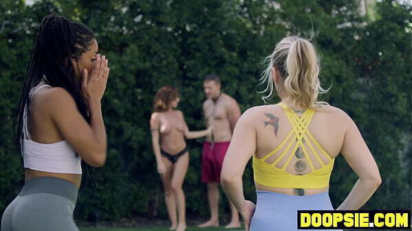 ebony MILF bisexual foursome with neighbors