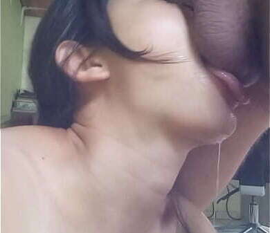 naughty bitch sucks dick gets drooling full cum, little slut loves dick