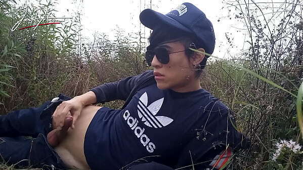 Cute Asian twink Arteen speaks French, masturbates smooth penis rain, lubricated with saliva, moans, ejaculates sticky fingers