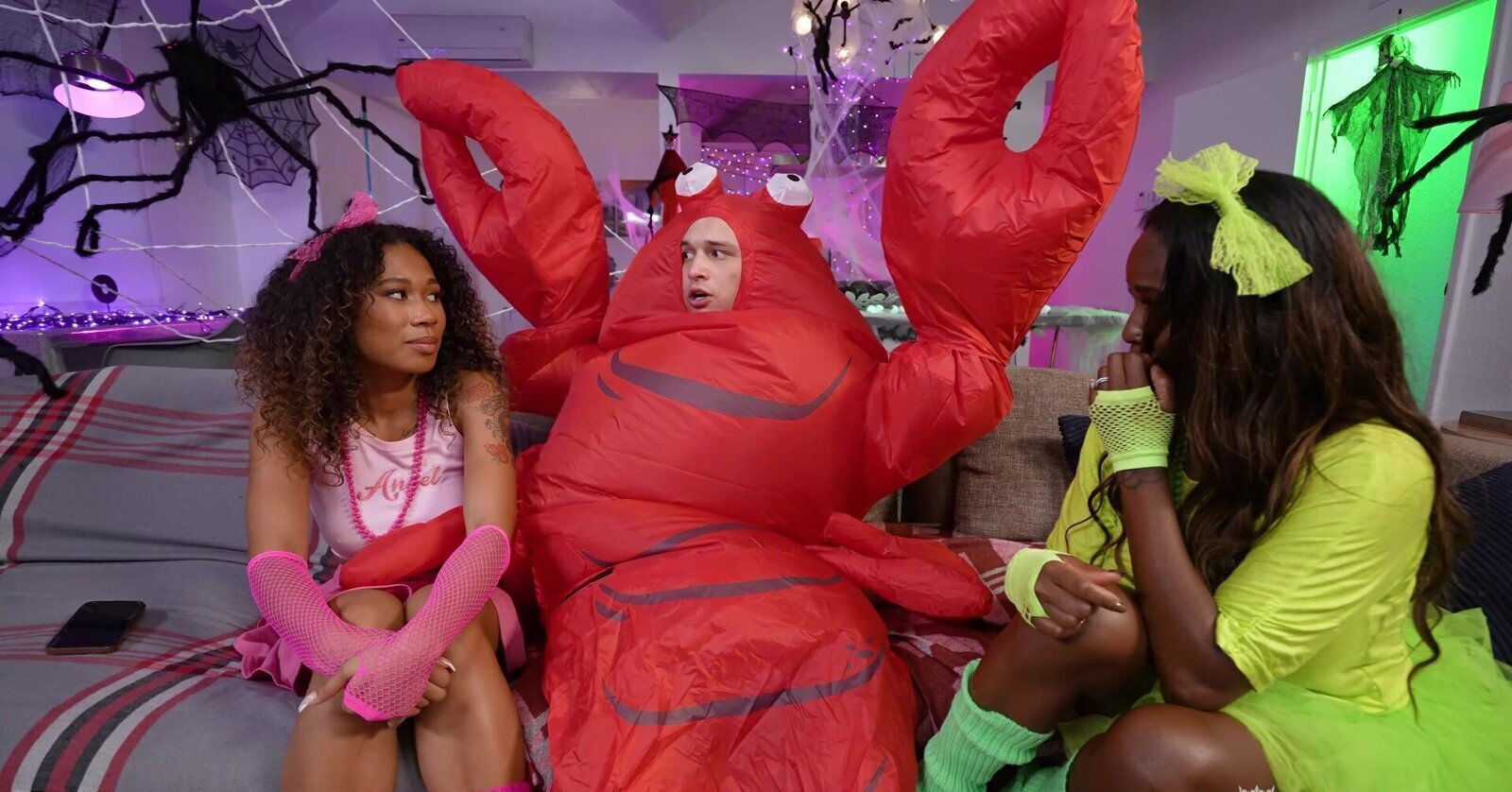 Johnny Love friends have interracial threesome with Skyla Sun.