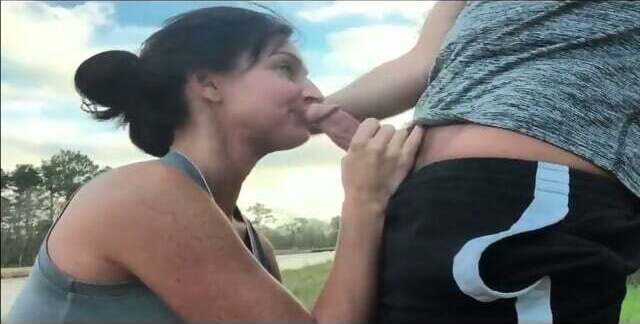 Sucks Swallows Outside Amazing Amateur Blowjob