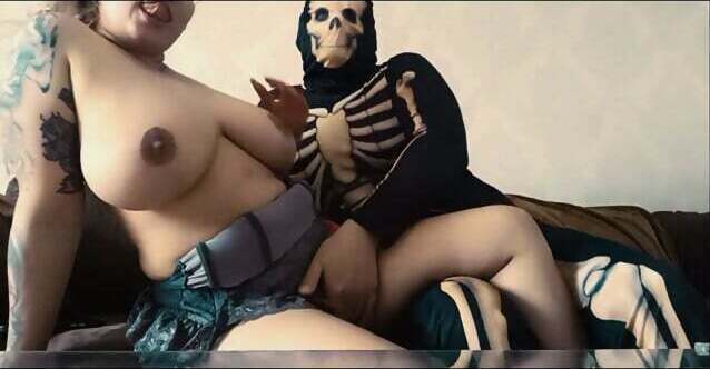 Horny skeleton plays with boobs teen