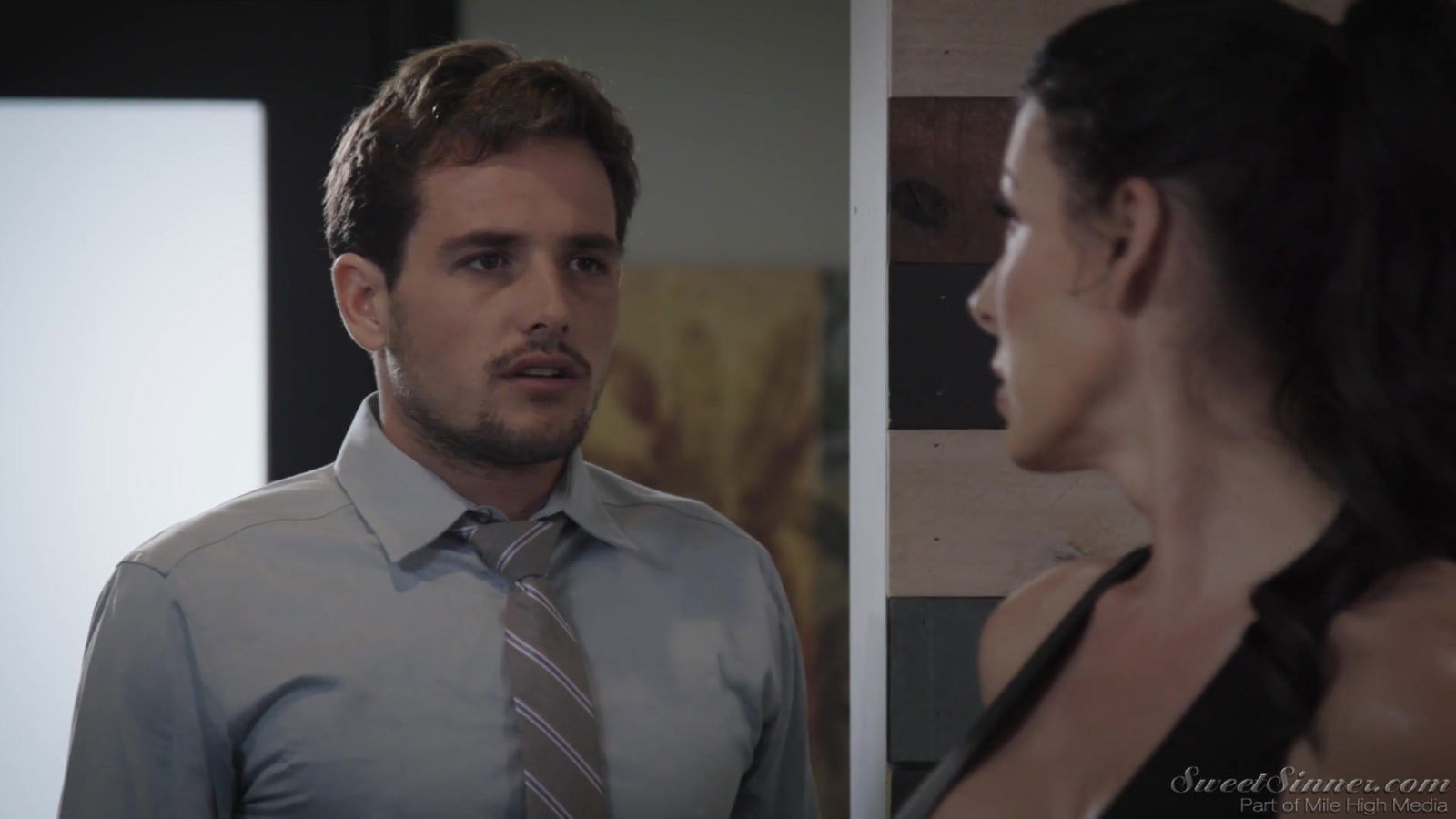 Petite Summer Brooks moans loudly while a friend fucks her on the couch