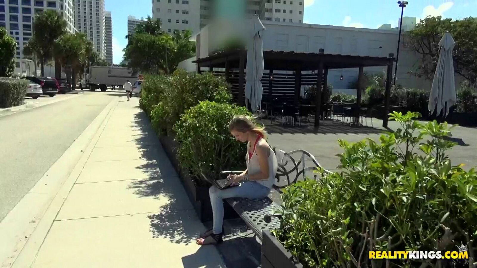 Skinny teen slut gets picked street suck