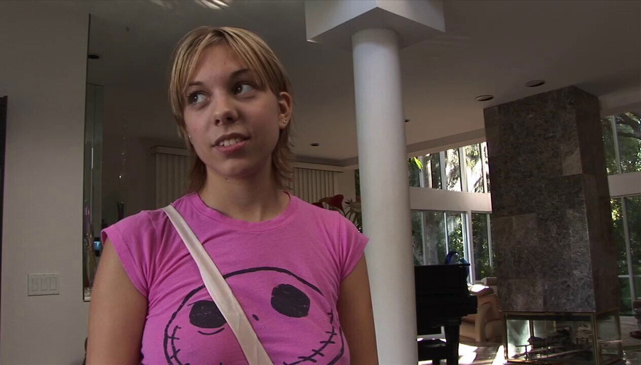 Busty short-haired blonde Aidan Layne sucks and rides a hard dick