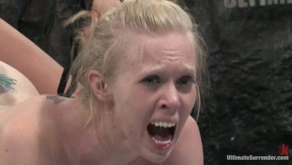 Blonde Sarah gets punished with a strap-on after a fight