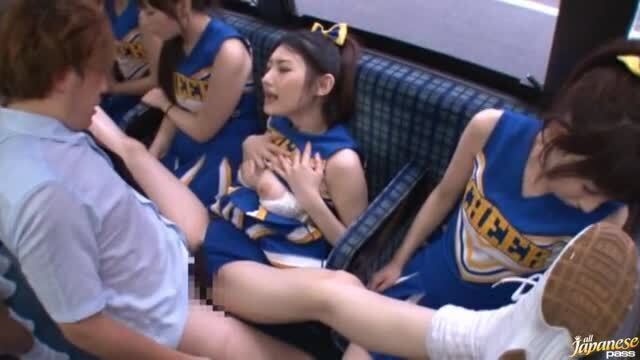 Horny Japanese Cheerleaders Get in a Bus to Fuck the Commuters