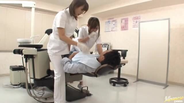Sexy Asian dentist and her assistant fuck a patient