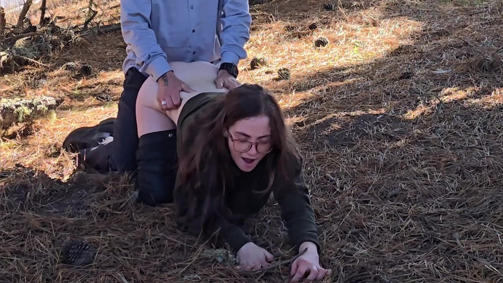 Nerdy teen gets pumped middle woods