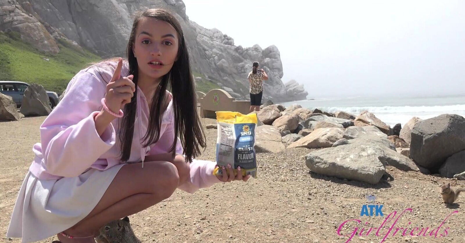 Cute brunette teen Summer Renee enjoys outdoor intimate moments