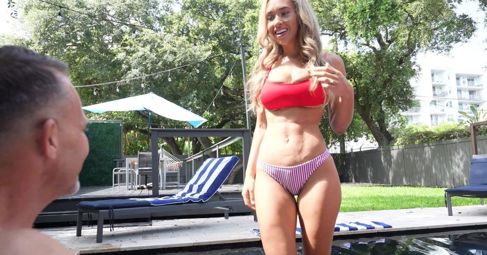 Briana Banderas latina beauty performs great blowjob fucked pool float.