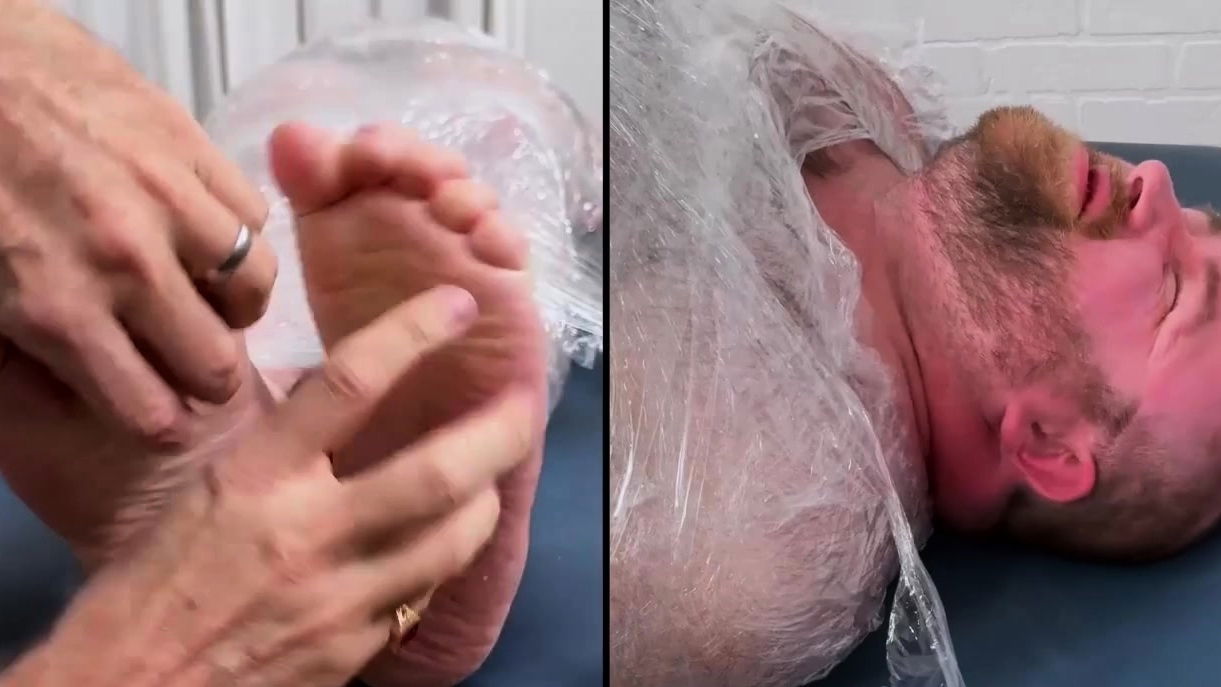 Bear Wrapped Tickled Hard