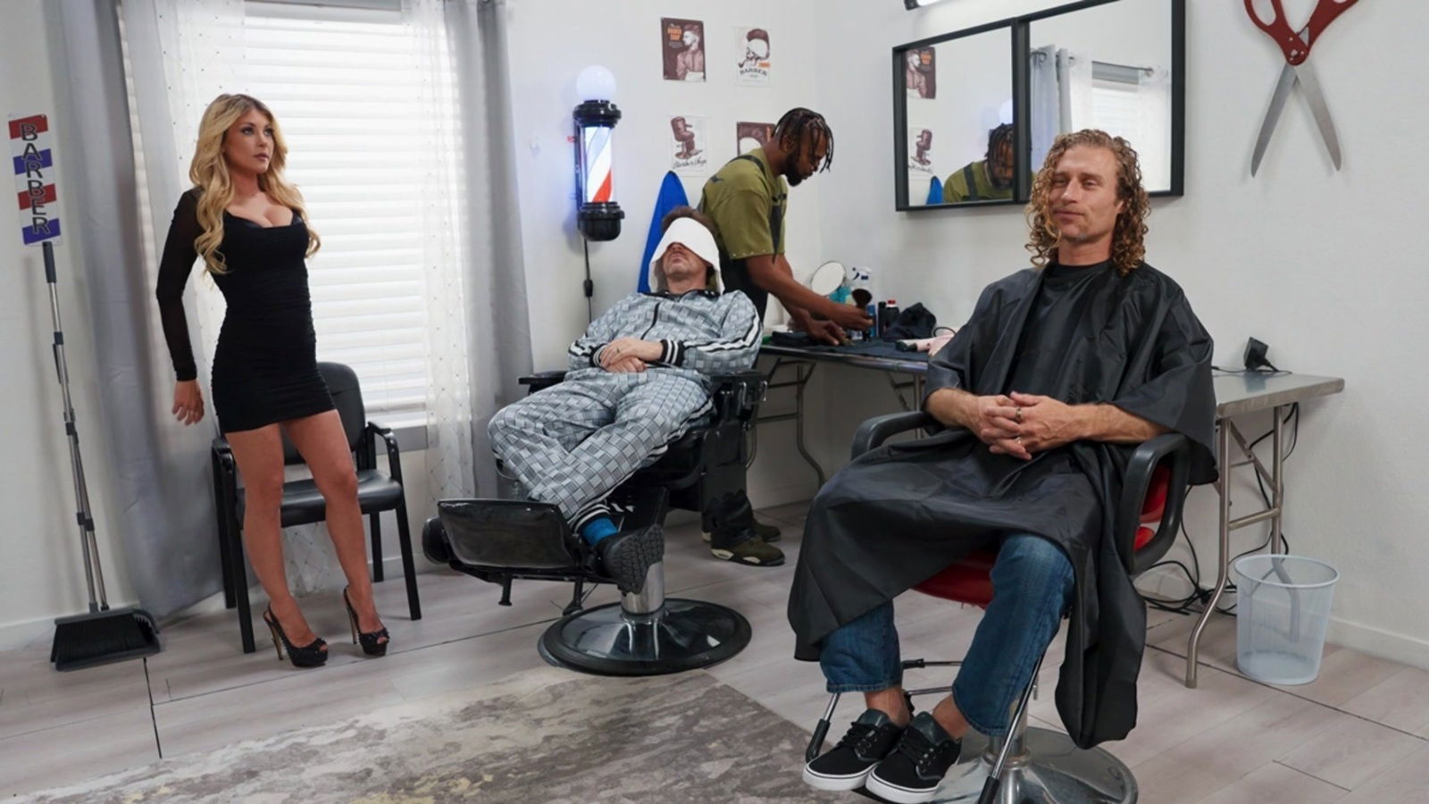 Glamorous beauty Kayla Kaden gets fucked barber shop