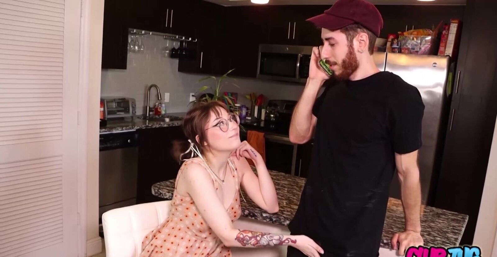 Prim Taylor gets glasses covered with kitchen