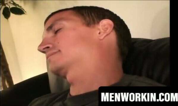 Stud calmly strokes hard boner