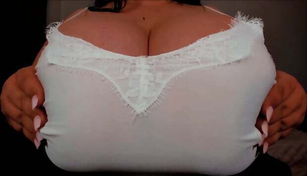 MILF splashes boobs white