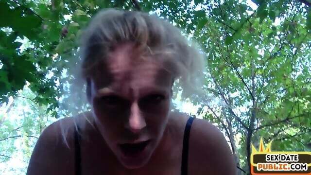 Pierced blonde cockriding public