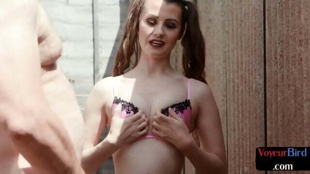 Amateur voyeur teasing wanker outdoor