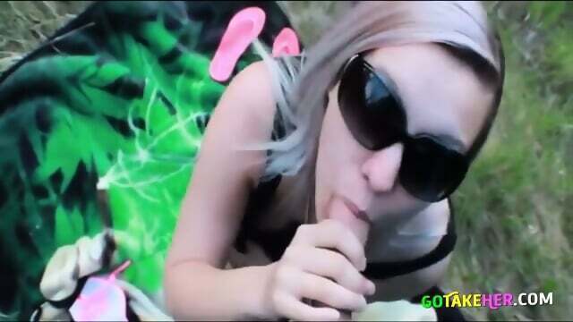 Blonde Amateur Gets Facialized Outdoors Road