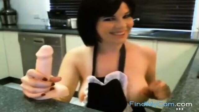Milf Maid Costume Plays Kitchen