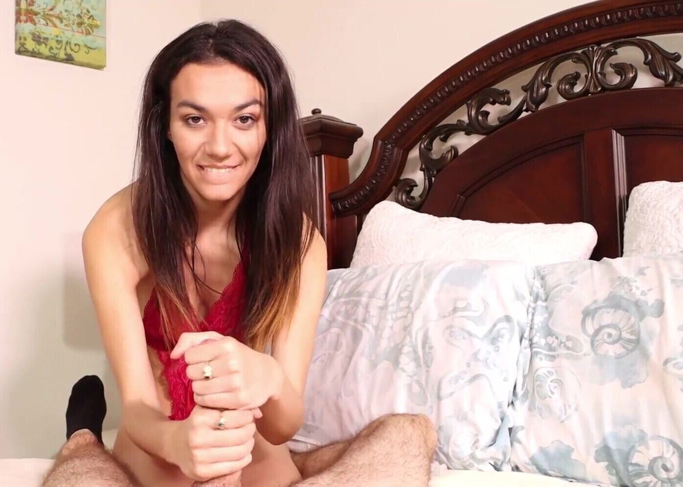 Sawyer Cassidy shows body sexy lingerie bed.