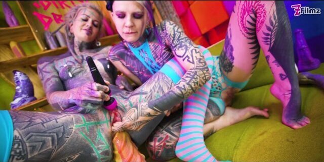 tattoo lesbians play with toys there assholes ATM, gapes, real orgasm