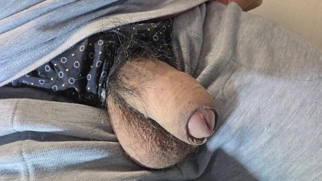 ヌルヌルの包茎チンポをエロ漫画を読みながらオナニー