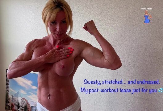 Sweaty, stretched… undressed. post-workout tease just