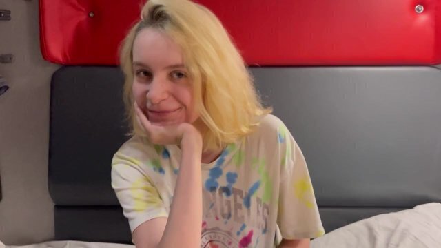 Fucked slutty student teen train