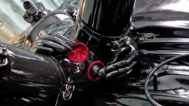 OnlyFans teaser Latex catsuit with built-in vaginal condoms!