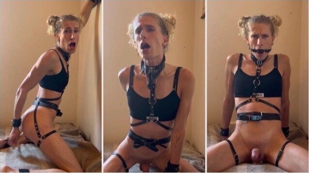 Sextoy dans sont petit Chienne soumise adore Bdsm