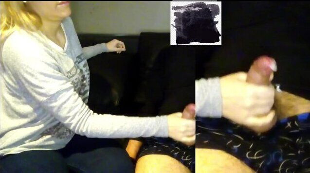 Blonde doing handjob