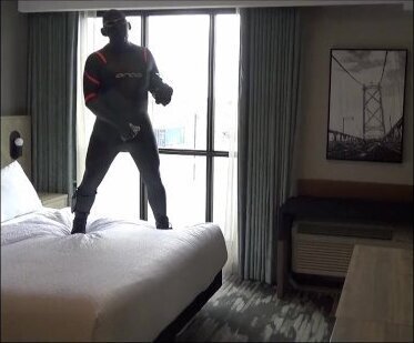 exhibitionist jerking sleeve hotel window