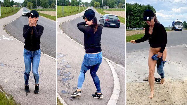 Public Pissing Blooper. Busted Passing Cars! Timing Fail