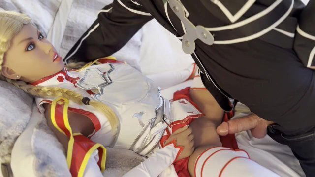 DOLL Cosplays Asuna Yuuki gets FUCKED Kirito CUMS Skirt
