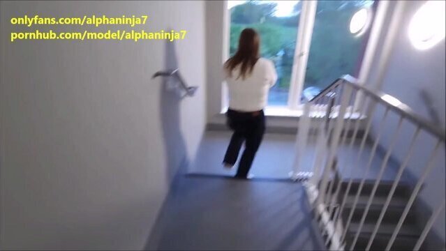 MILF Having Facial Hotel Stairs