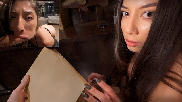 Stepdaughter punished with destruction touching stepfather's secret books