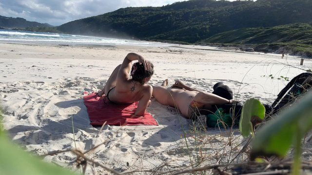 Sweet couple public beach.