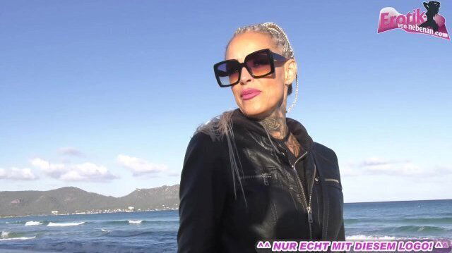 German blonde tattoo milf vacationer pick beach