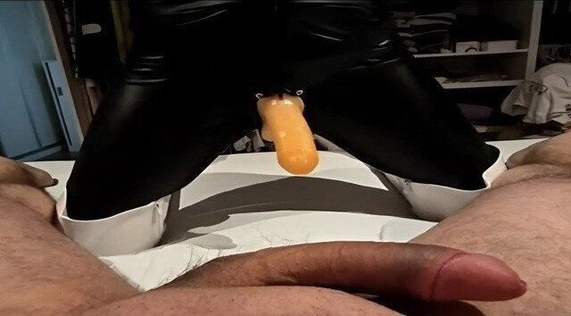 Milf angelssex320 pegging husband with strappon latex clothes boots