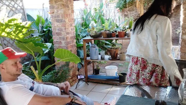 Masturbating outside.