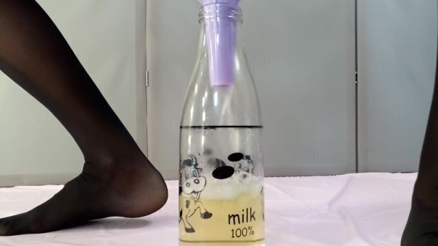 through funnel into bottle. lot.