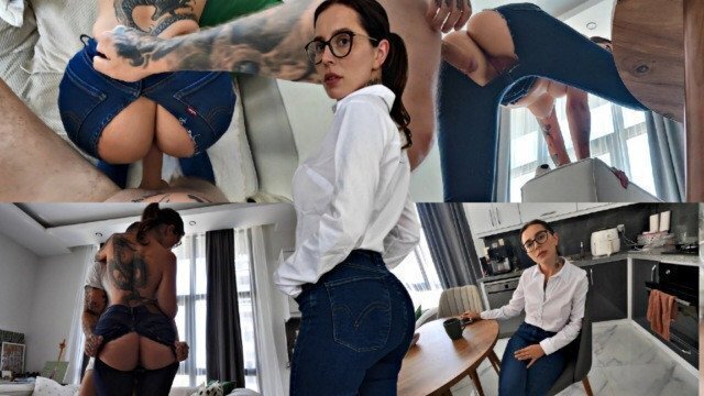 stepsister going interview, tore Jeans Ass!