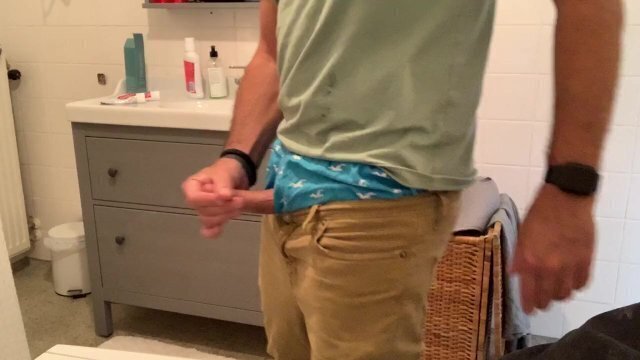 Verbal masturbation with ball ring, sagging, jerk-off cum. Hollister wanker