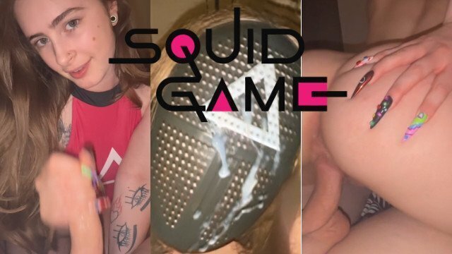 SQUID GAME game master fucks guard ejaculates mask